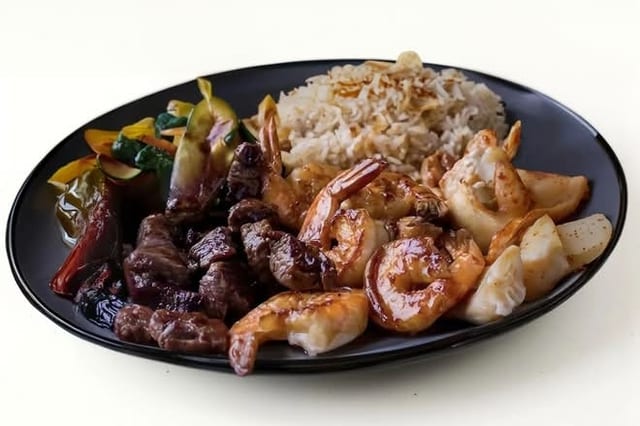 Hibachi Chicken, Steak and Shrimp (Naughty Daddy).